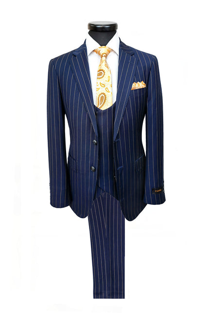 Navy Orange Stripe 3-Piece Suit