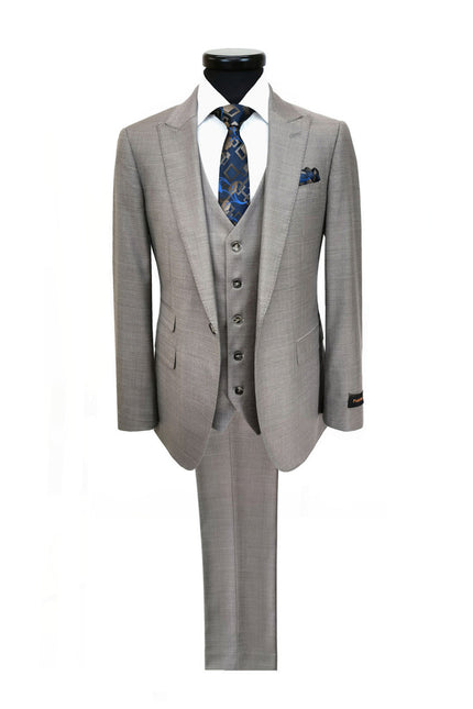 Taupe Slim Fit 3-Piece Twill Suit