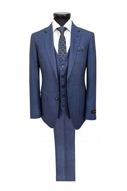 Mid Blue Birdseye 3-Piece Suit