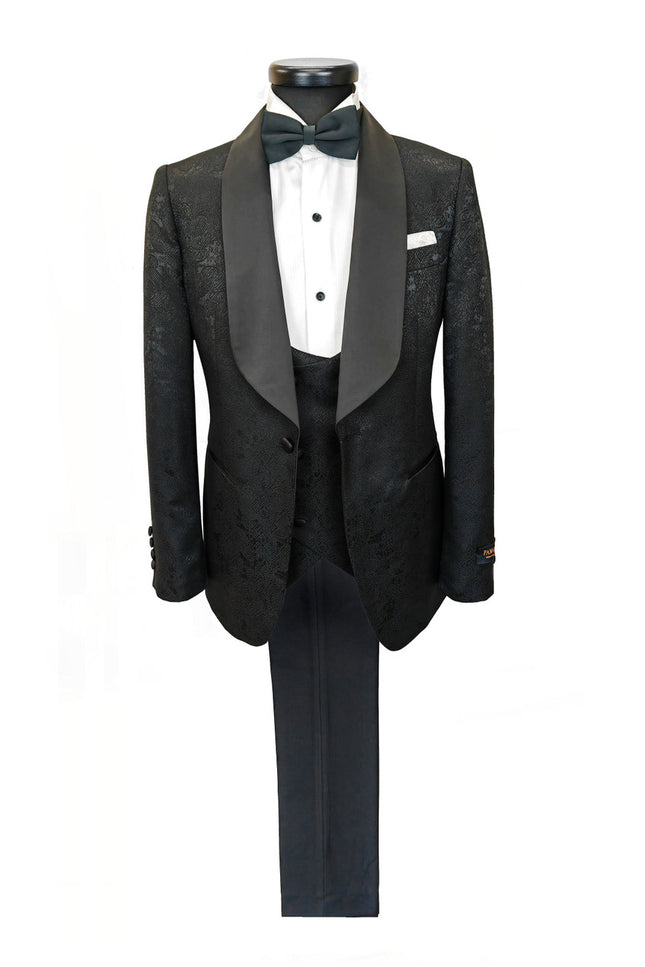 Black Floral Style 3-Piece Tuxedo