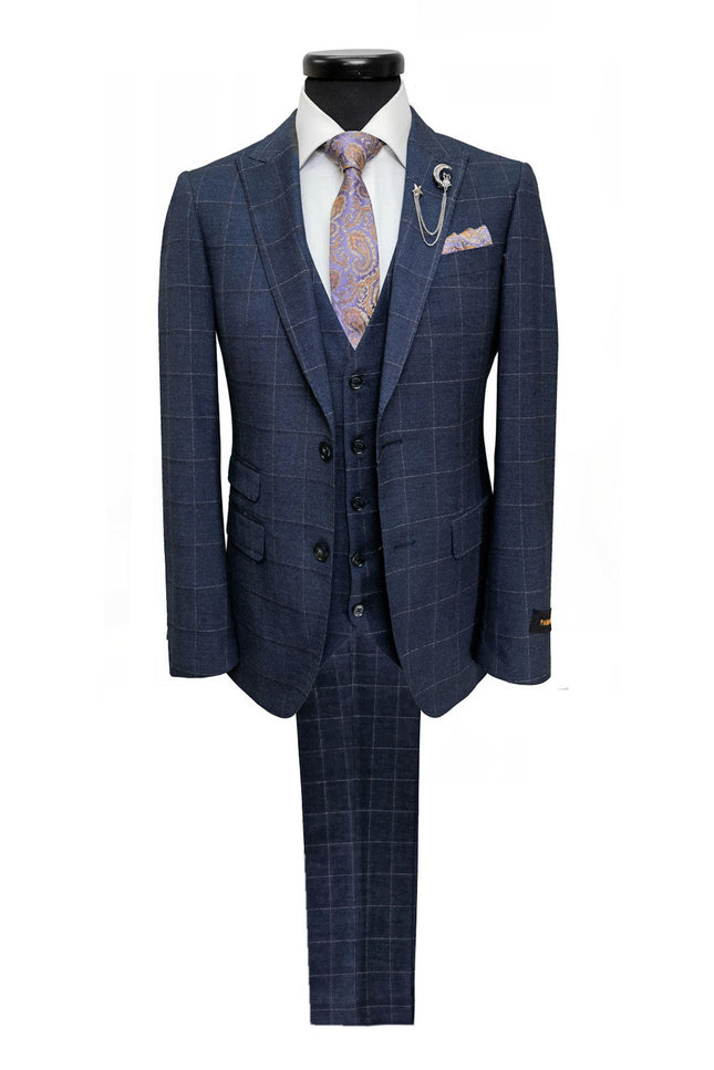 Grey Check Two Button 3-Piece Suit