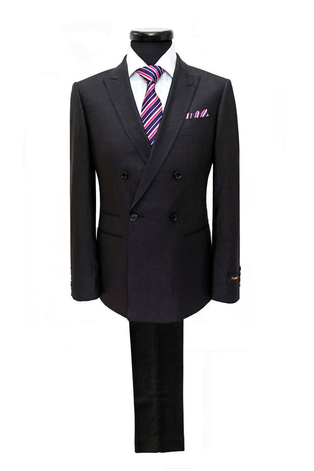 Black Double Breasted Linen Suit
