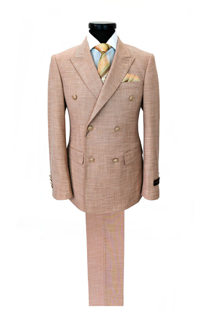 Light Salmon Slim Fit Double-Breasted Suit