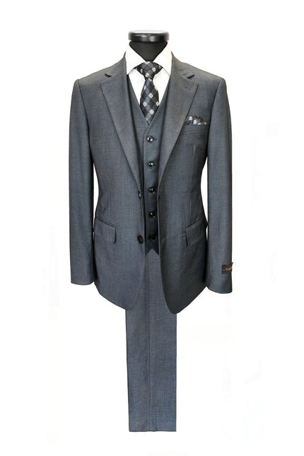 Men’s Slim Fit 3-Piece Wool-Blend Suit – Charcoal Grey