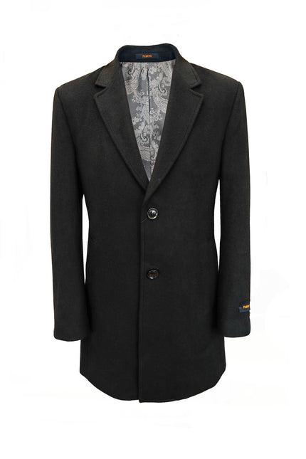 Abrigo negro de longitud media para hombre
