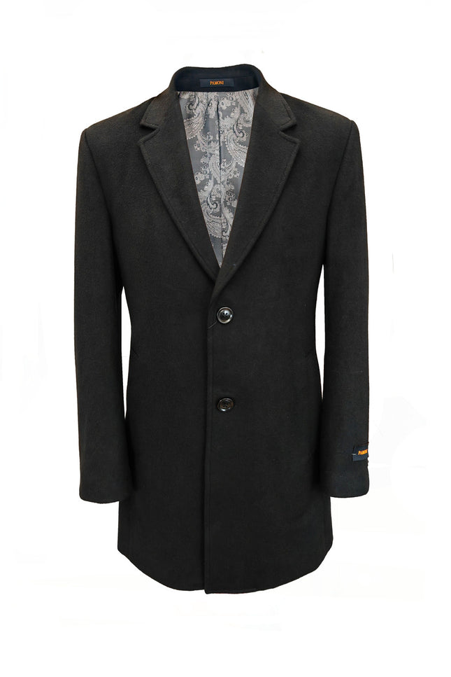 Manteau mi-long noir pour homme