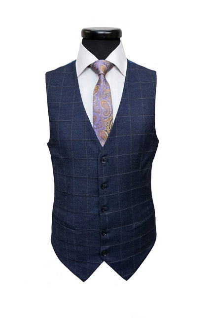 Grey Check Two Button 3-Piece Suit Waistcoat