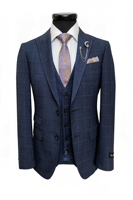 Grey Check Two Button 3-Piece Suit
