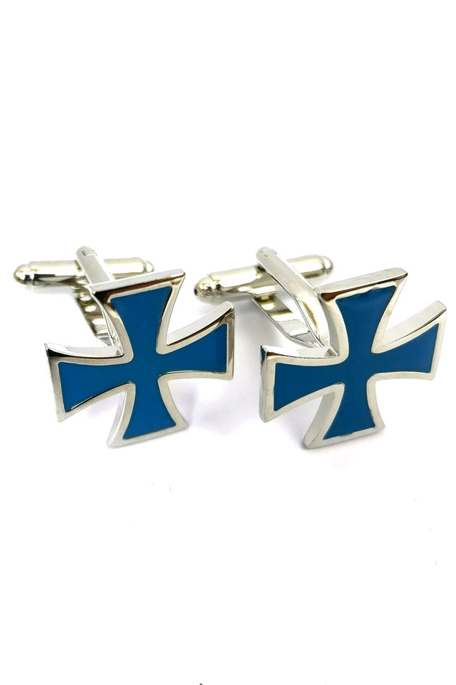 Blue Medieval Cross Cufflinks