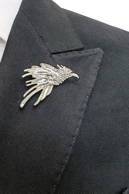 Silver Jewelled Phoenix Lapel Pin