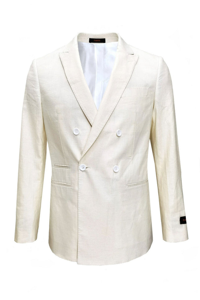 Cream Double Breasted Linen Suit