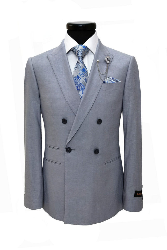 Grey Double Breasted Linen Suit