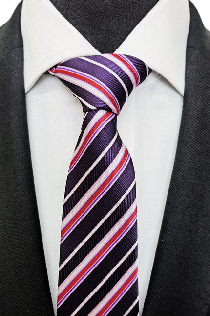 Purple Red Stripe Tie
