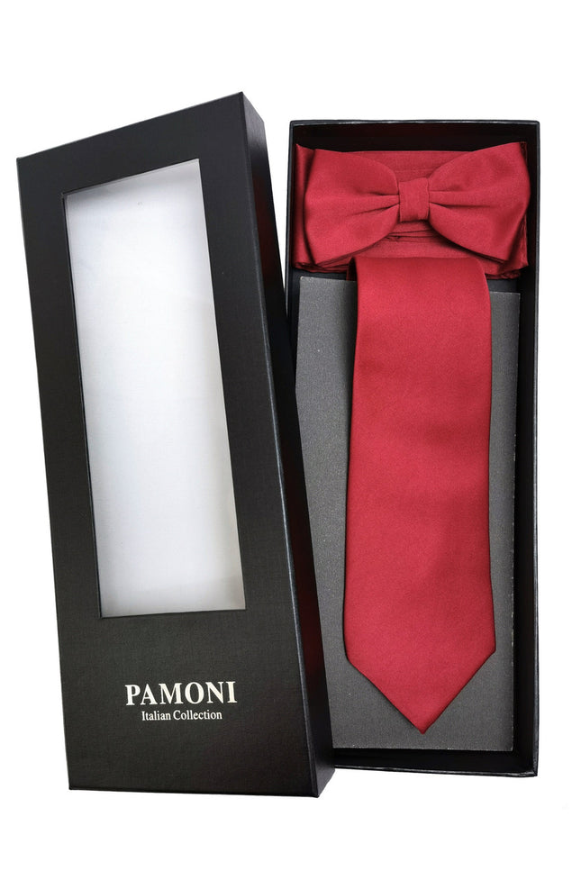 Burgundy Tie & Bow Tie Set