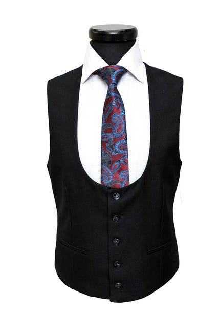 Costume noir texturé à deux boutons, coupe slim