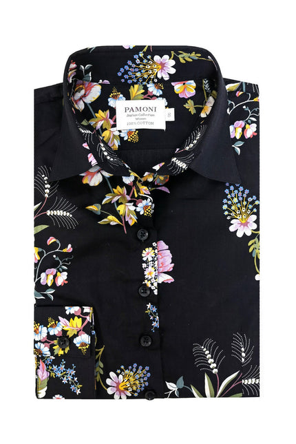 Black Floral Extra Fitted Shirt