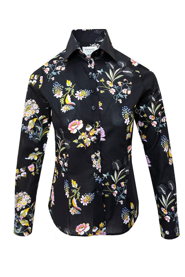 Black Floral Extra Fitted Shirt