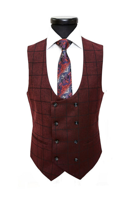 Burgundy Check 3-Piece Suit