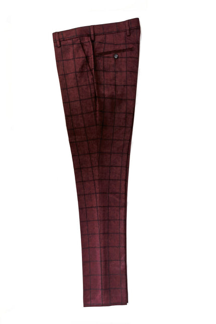 Burgundy Check Trousers