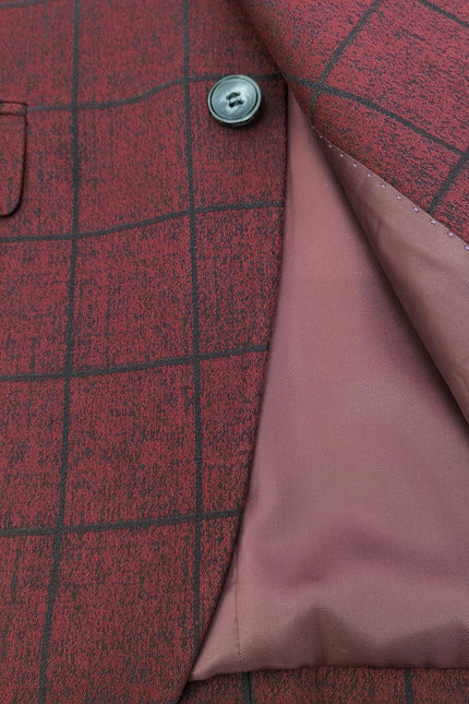 Burgundy Check 3-Piece Suit