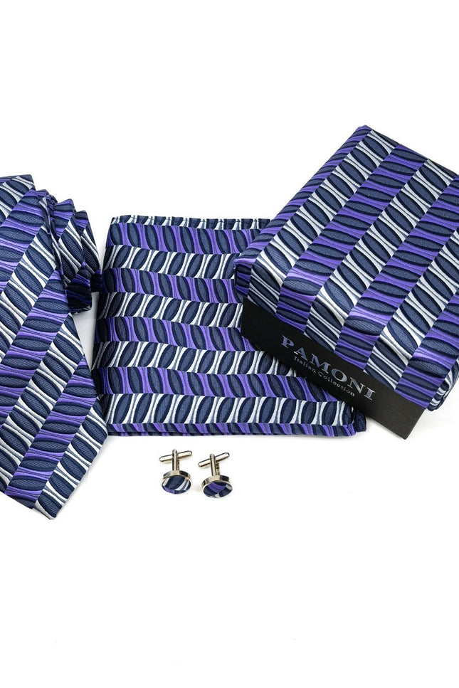 Grey Lilac Abstract Tie & Cufflinks Set