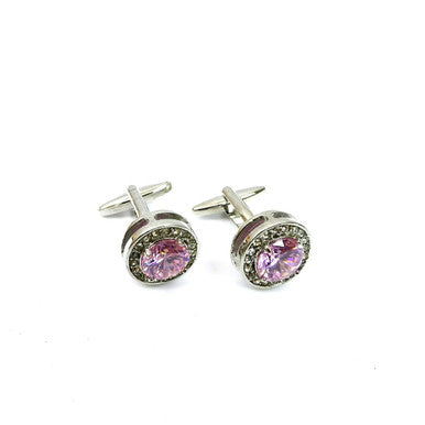 Round Pink Gemstone Cufflinks