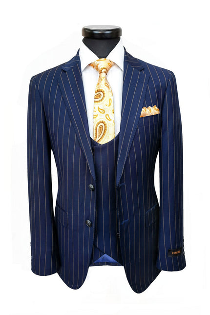 Navy Orange Stripe 3-Piece Suit