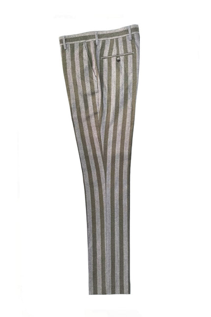 Brown Khaki Bold Stripe Double Breasted Suit