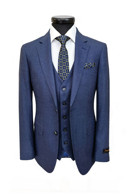 Mid Blue Birdseye 3-Piece Suit