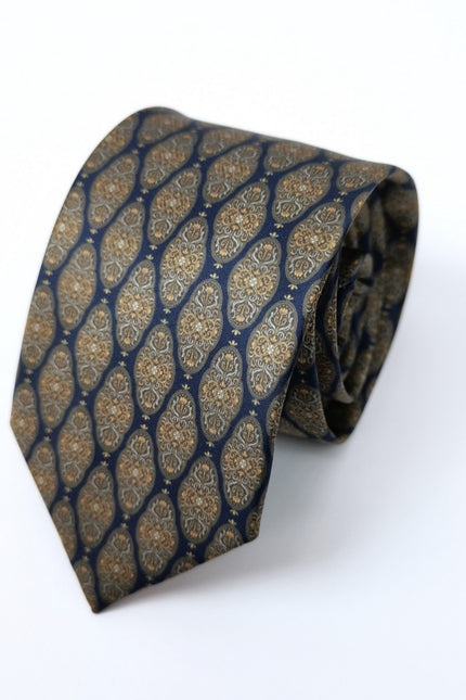 Navy Brown Geometric Tie