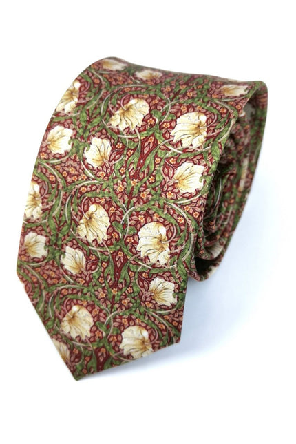 Cravate florale bordeaux