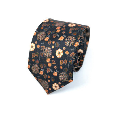Corbata floral marrón y negra