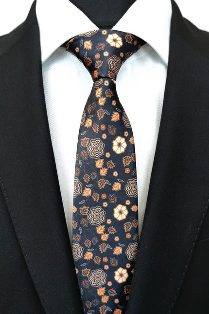 Brown Black Floral Tie