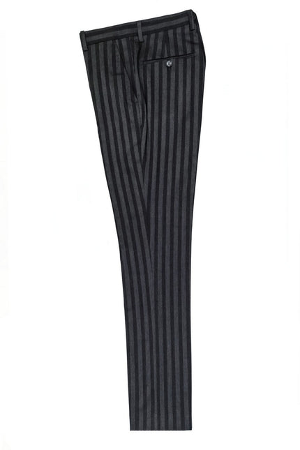 Charcoal Bold Stripe Double Breasted Suit