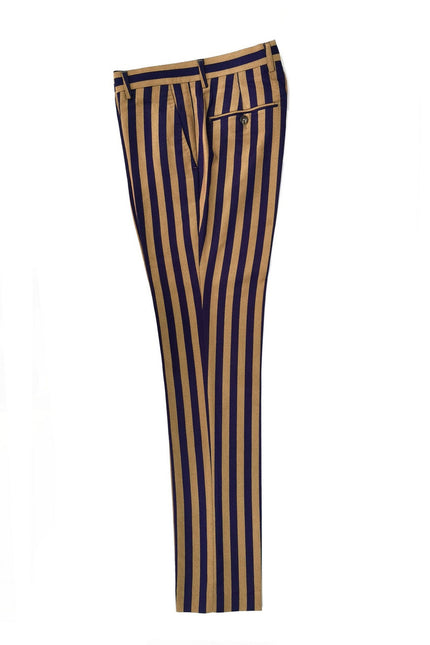 Navy Gold Bold Stripe Trousers