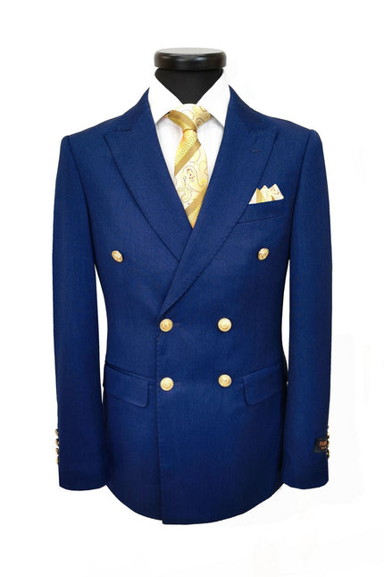 Midnight Blue Double Breasted Suit With Gold Button
