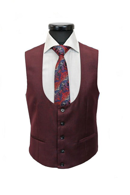 Burgundy 3-Piece Suit Waistcoat