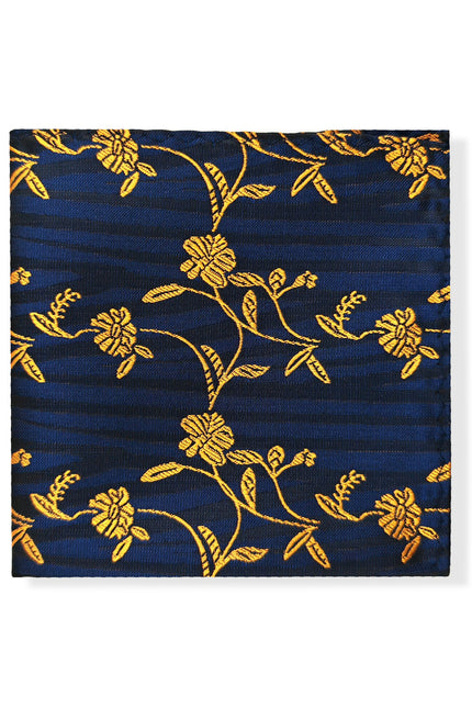 Navy Gold Floral Tie & Pocket Square Set