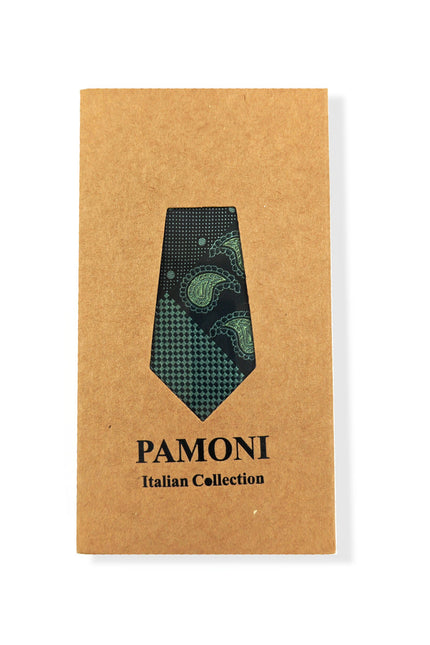 Green Paisley Check Tie & Pocket Square Set