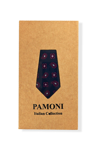 Navy Magenta Geometric Tie & Pocket Square Set