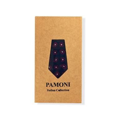 Ensemble cravate et pochette géométriques bleu marine et magenta