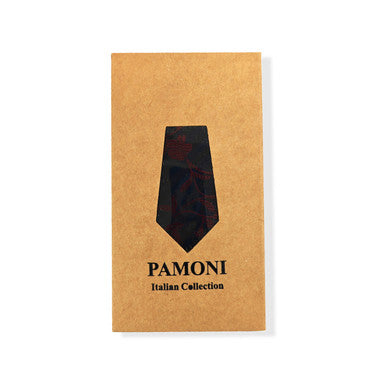 Ensemble cravate et pochette à motif floral bleu marine et bordeaux