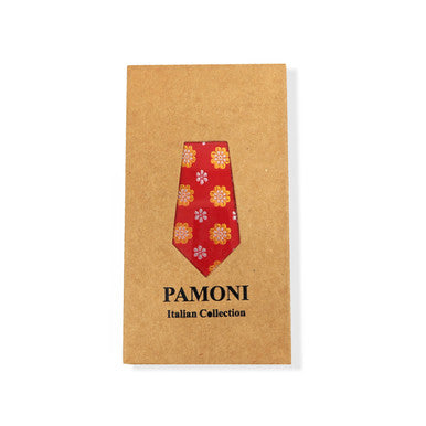 Ensemble cravate et pochette à motif floral rouge et jaune