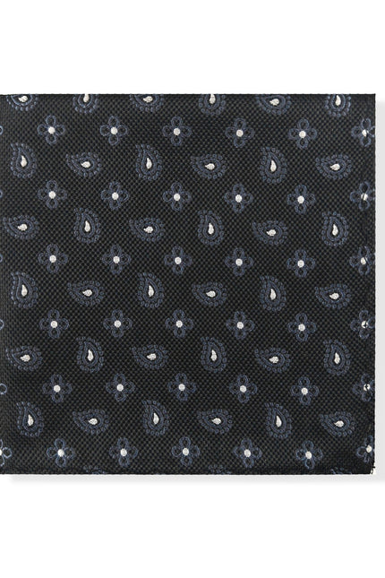 Black Geometric Tie & Pocket Square Set