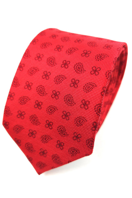 Red Geometric Tie & Pocket Square Set