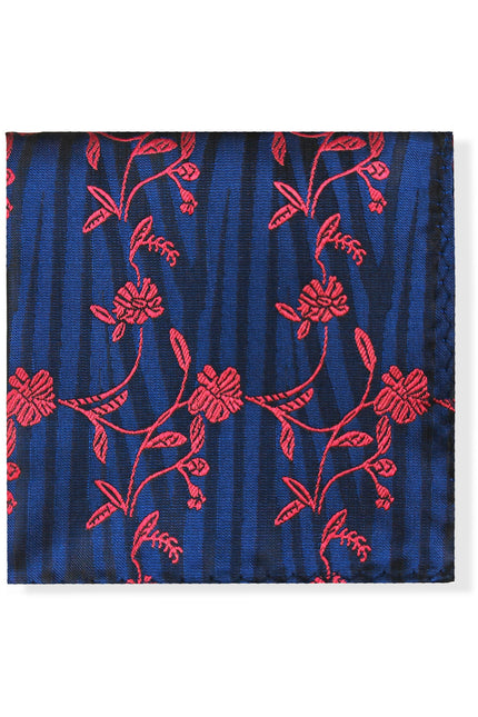 Navy Burgundy Floral Tie & Pocket Square Set