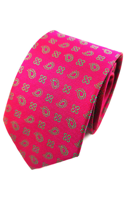 Magenta Geometric Tie & Pocket Set