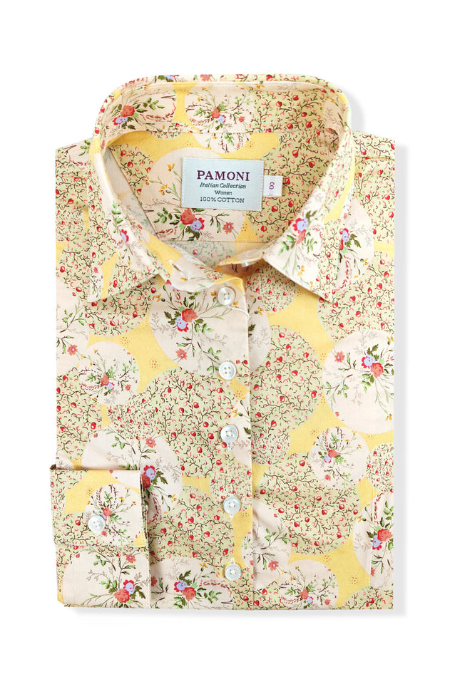 Yellow Red Floral Print Shirt
