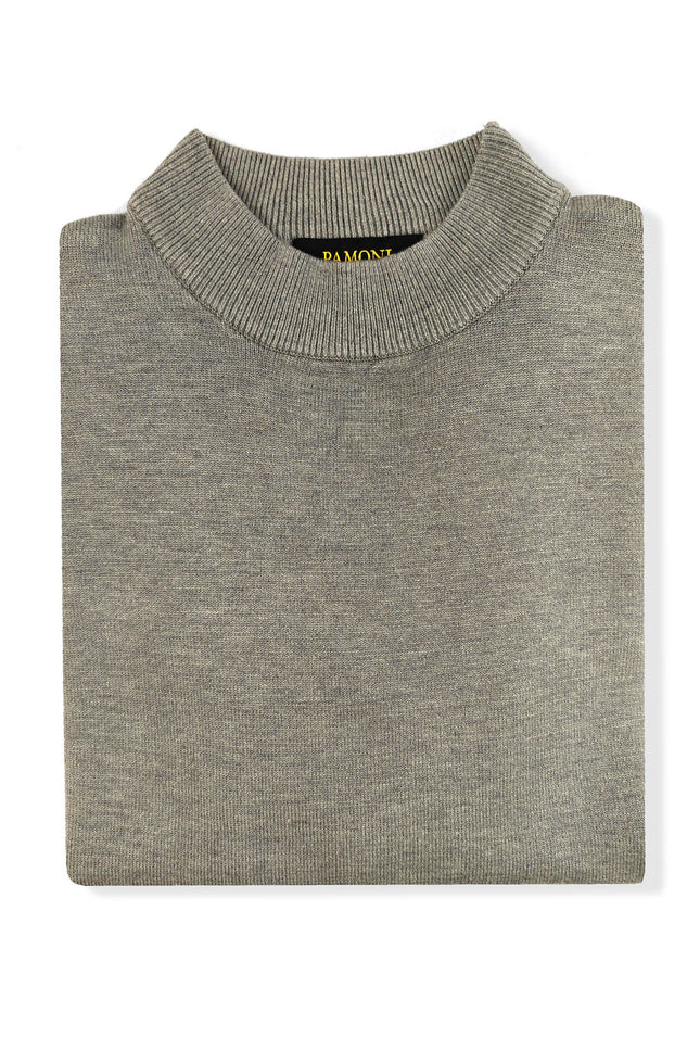 Grey High Neck Slim Fit Jumper