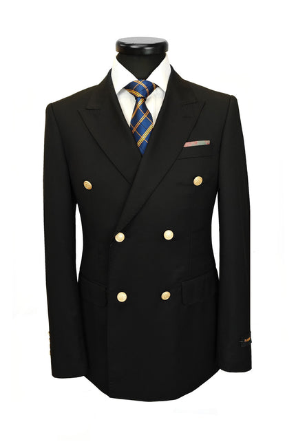 Black Double Breasted Suit with Gold Button